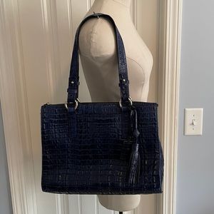 Brahmin Everywhere Tote La Scala Dark Blue Double Straps Spacious HTF
